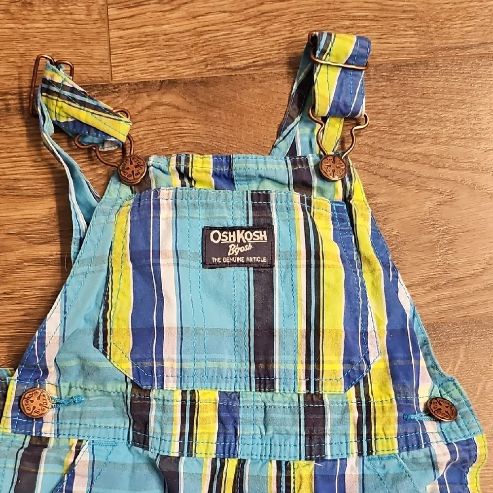 OshKosh B'gosh Overalls Vibrant Striped  Shorts Carpenters 24 Months Boy Girl